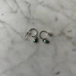 Free People Turquoise Dangle Mini Hoop Earrings